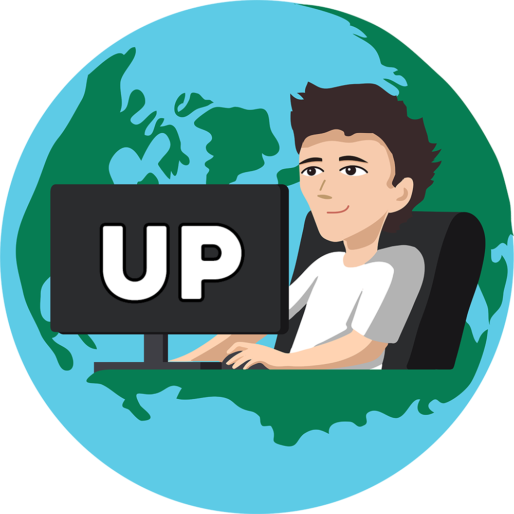 Ilustração do rapaz no computador